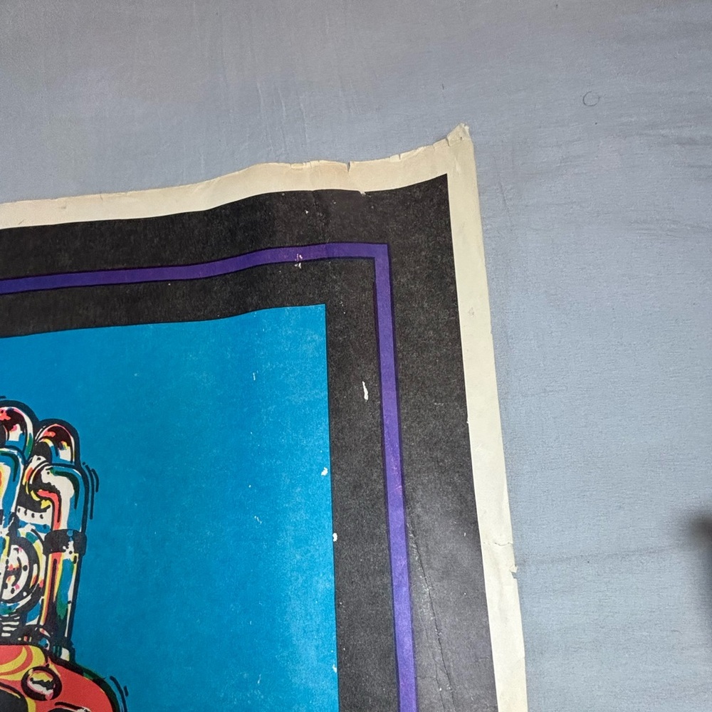 Vintage 1970s Black Light Poster Hot Rod Grim Reaper 34.75x3 Inch‎ - Picture 12 of 15